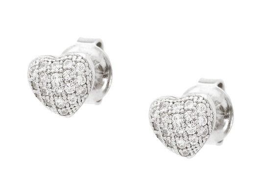 Micro Pave Heart Cz Studs Earrings