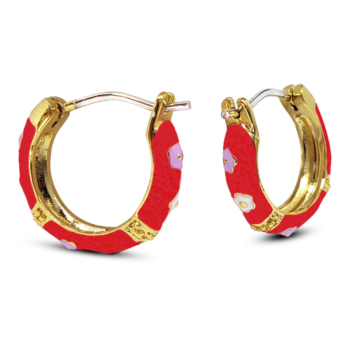 Red Rainbow Hoop Earrings 14mm (Surgical Steel Post) Earrings