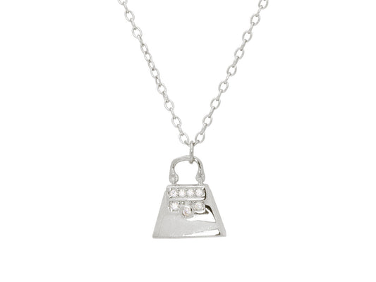 Teen Sparkling Cz Purse Pendant Necklace in Sterling Silver, 16" + 2" Necklaces