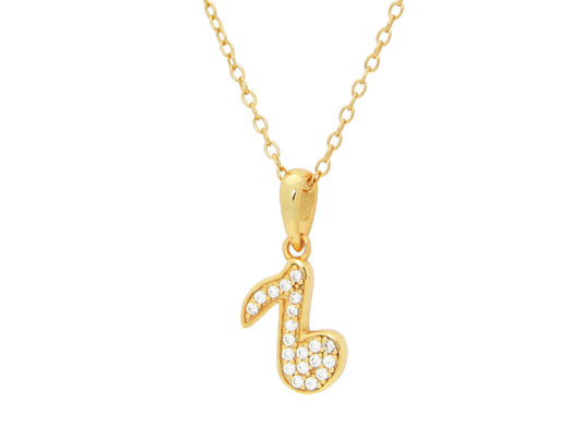 Teens Sparkling Cz Corchea Pendant Necklace in Gold Plated Silver, 16" + 2" Necklaces