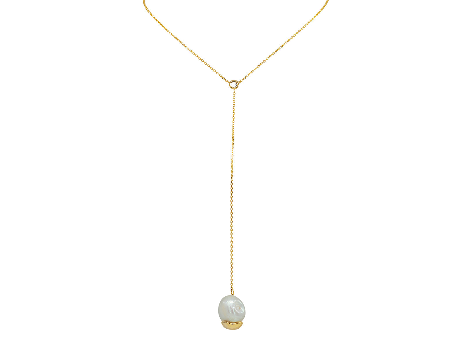Met Gala Capped Pearl Lariat Drop Necklace Necklaces