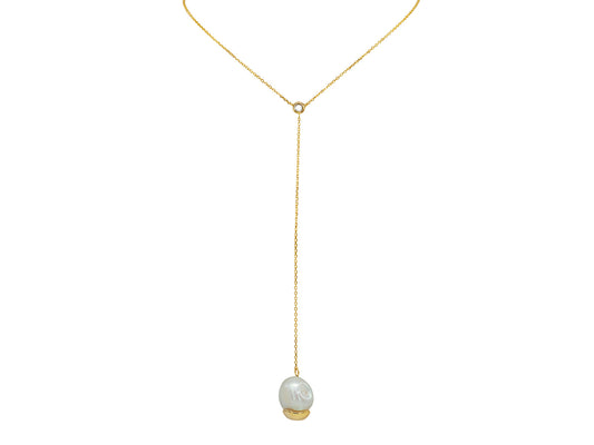 Met Gala Capped Pearl Lariat Drop Necklace Necklaces