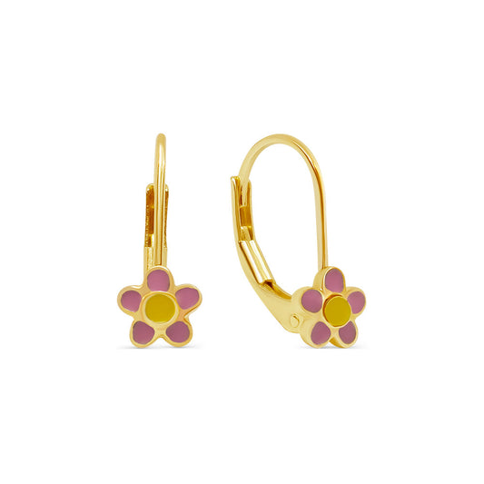 Pink Flower Hoop Earrings Earrings