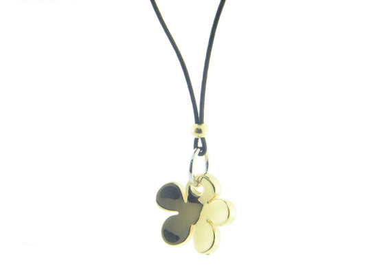 Sterling Silver Pendant Flower Satin Finish Electroform Leather Black Cord 28" Adjustable Necklaces