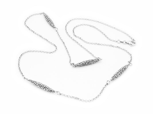 Diamond Cut Submarine Connector Necklace in Rhodium Plated Silver Necklaces