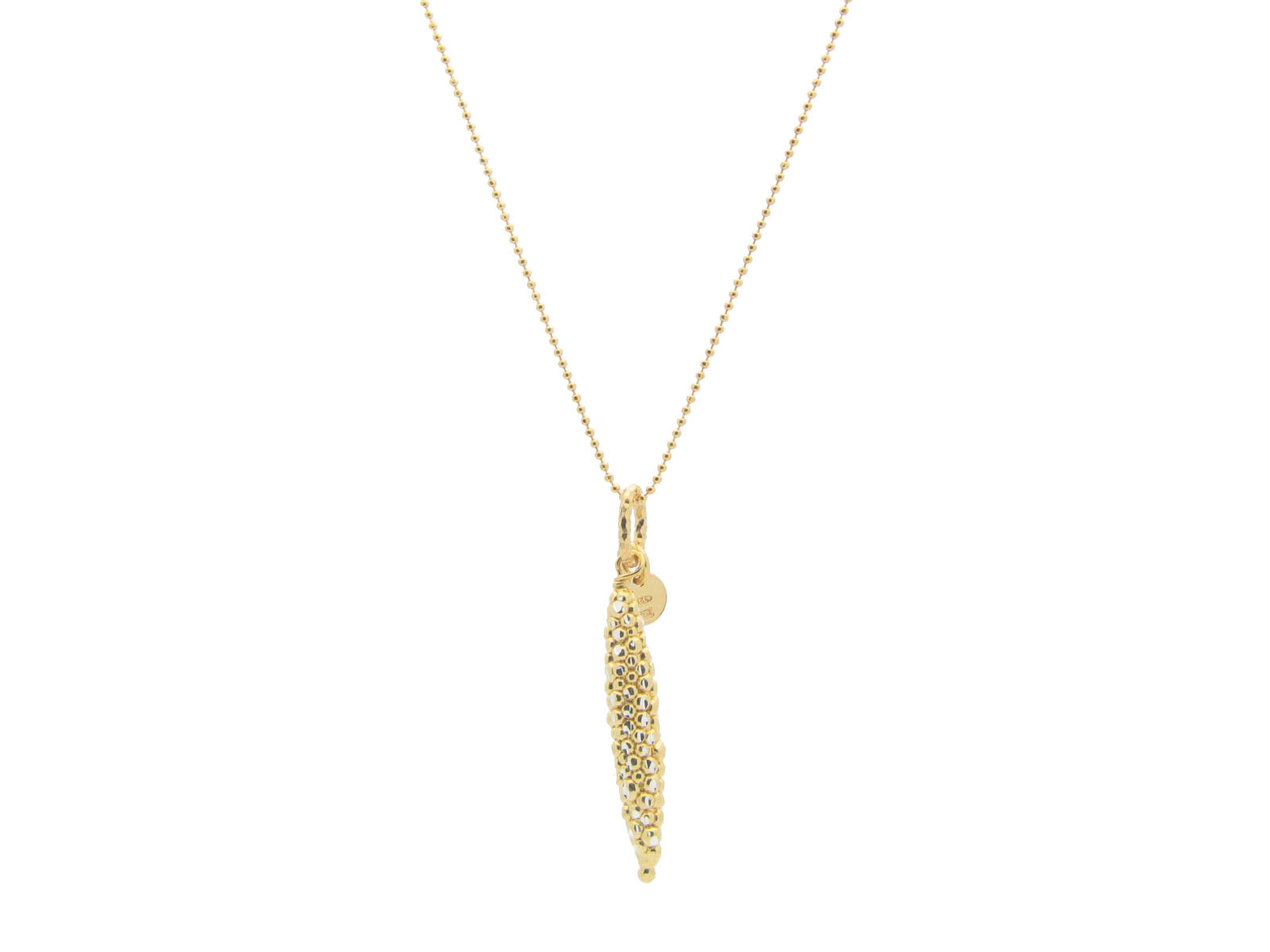 Large Diamond Cut Submarine Pendant in Gold Plated Silver Necklaces