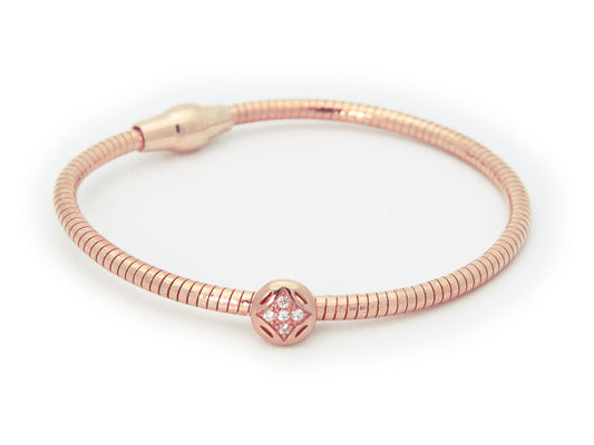 CZ Fleur Tubo Gas Bracelet in Rose Gold Plated Sterling Silver Bracelets