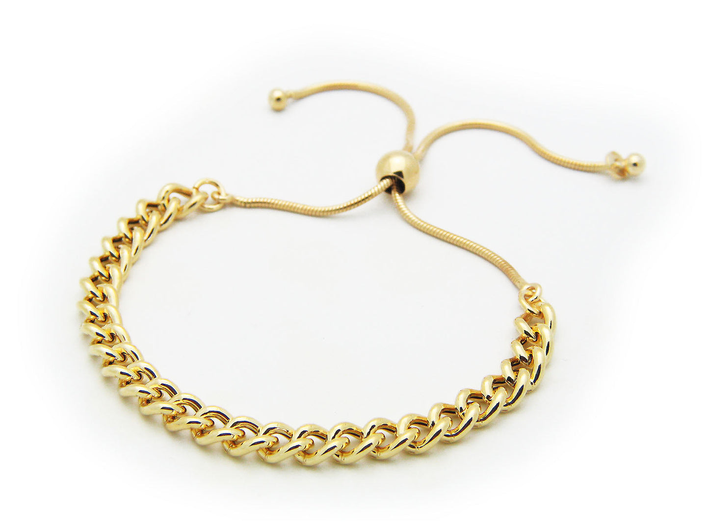 18k Gold Plated Silver Adjustable Cuban Links Bracelet Bracelets