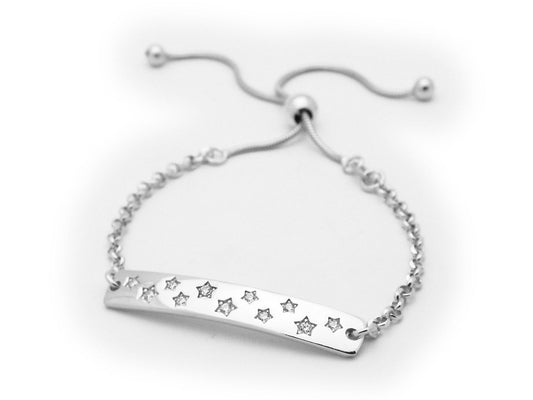 Star Studded ID Rolo Link Adjustable Bracelet Bracelets