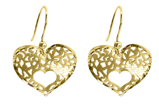 Golden Filigree Heart Earrings Earrings