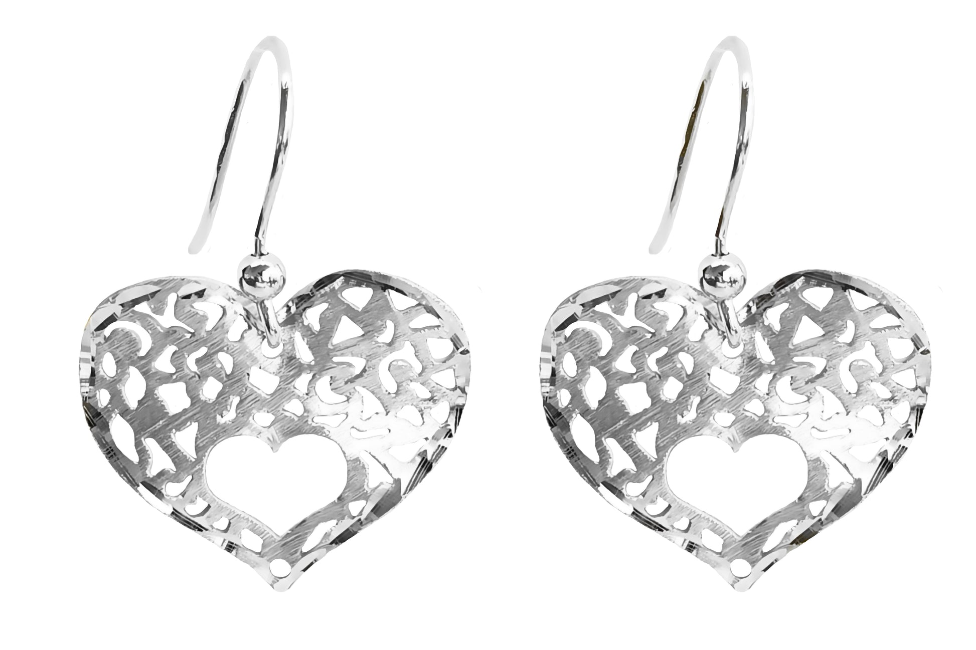 Silver Filigree Heart Earrings Earrings