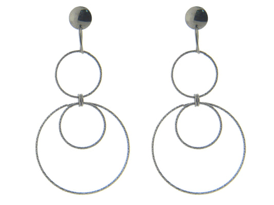 Gunmetal Sterling Silver Intertwined Hoops Earrings Earrings