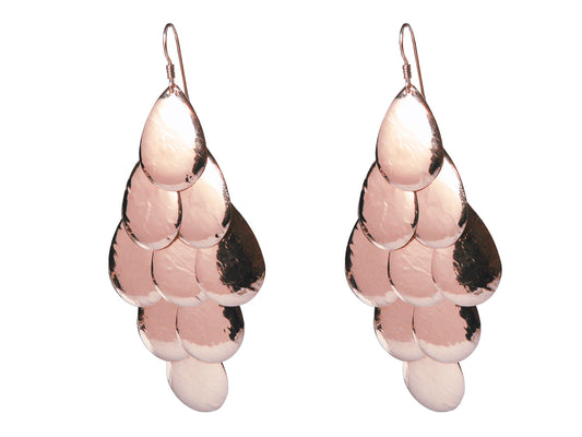 Rose Gold Hammered Cascade Hook Earrings in Sterling Silver Earrings