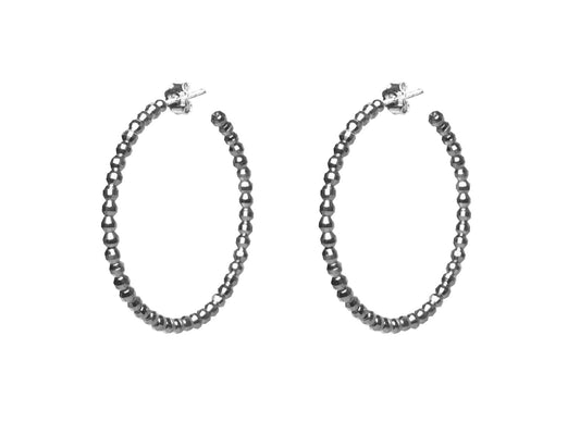 Diamond Cut Gunmetal Pebbles Hoop Earrings, 45mm Earrings