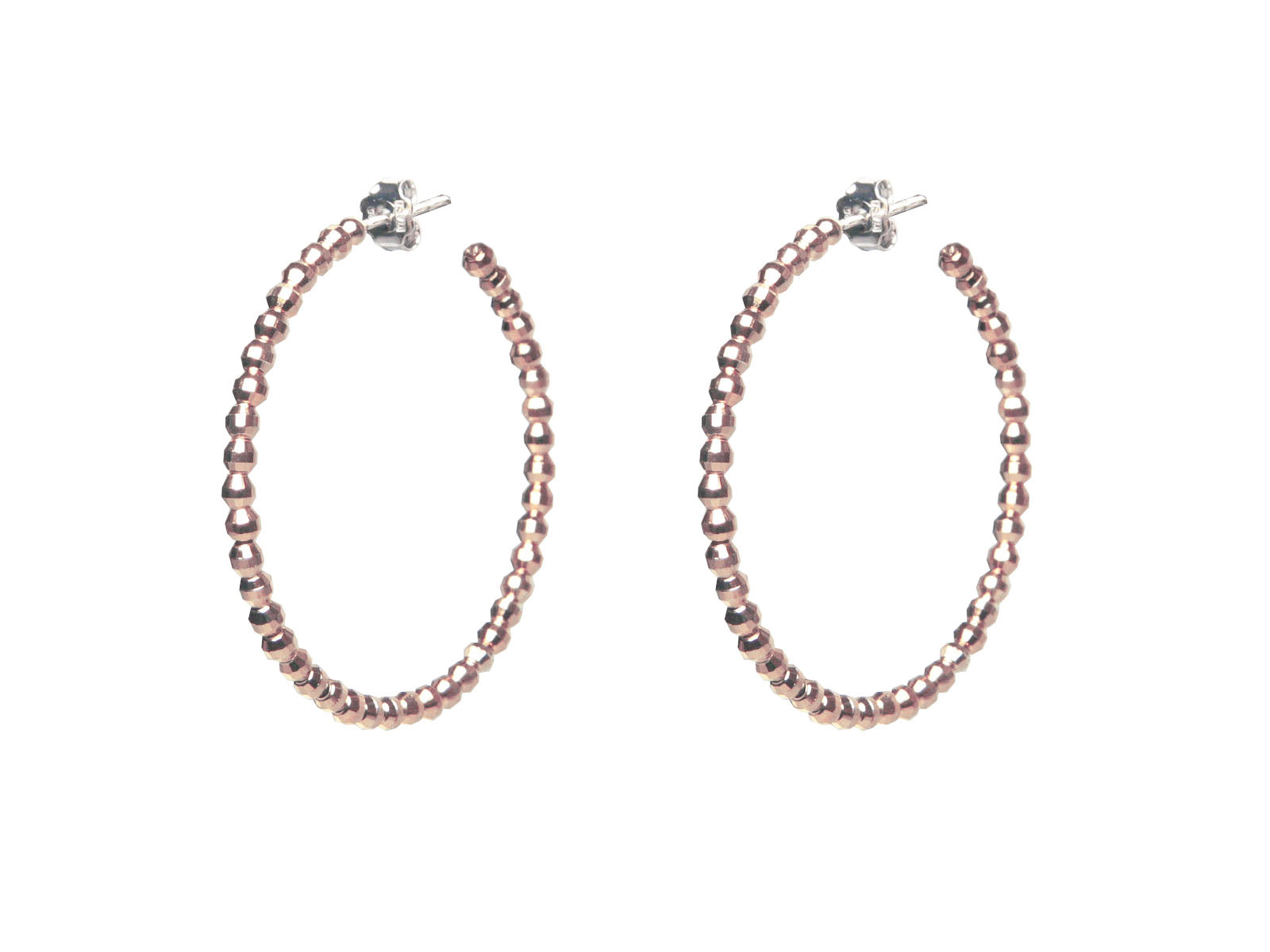 Diamond Cut Rose Pebbles Hoop Earrings, 45mm Earrings