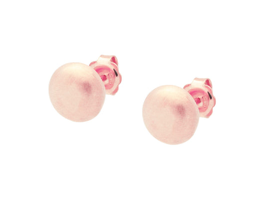 Rose Golden Flat Ball Stud Earrings (Satin Finish) Earrings