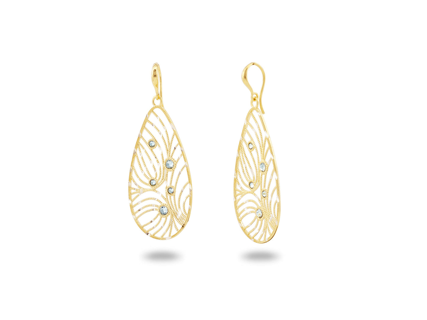 Italian Vermeil Oval-Cut Intricate French Hook Earrings Earrings