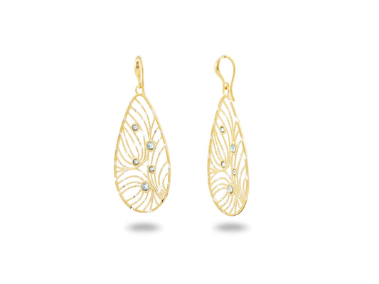 Italian Vermeil Oval-Cut Intricate French Hook Earrings Earrings