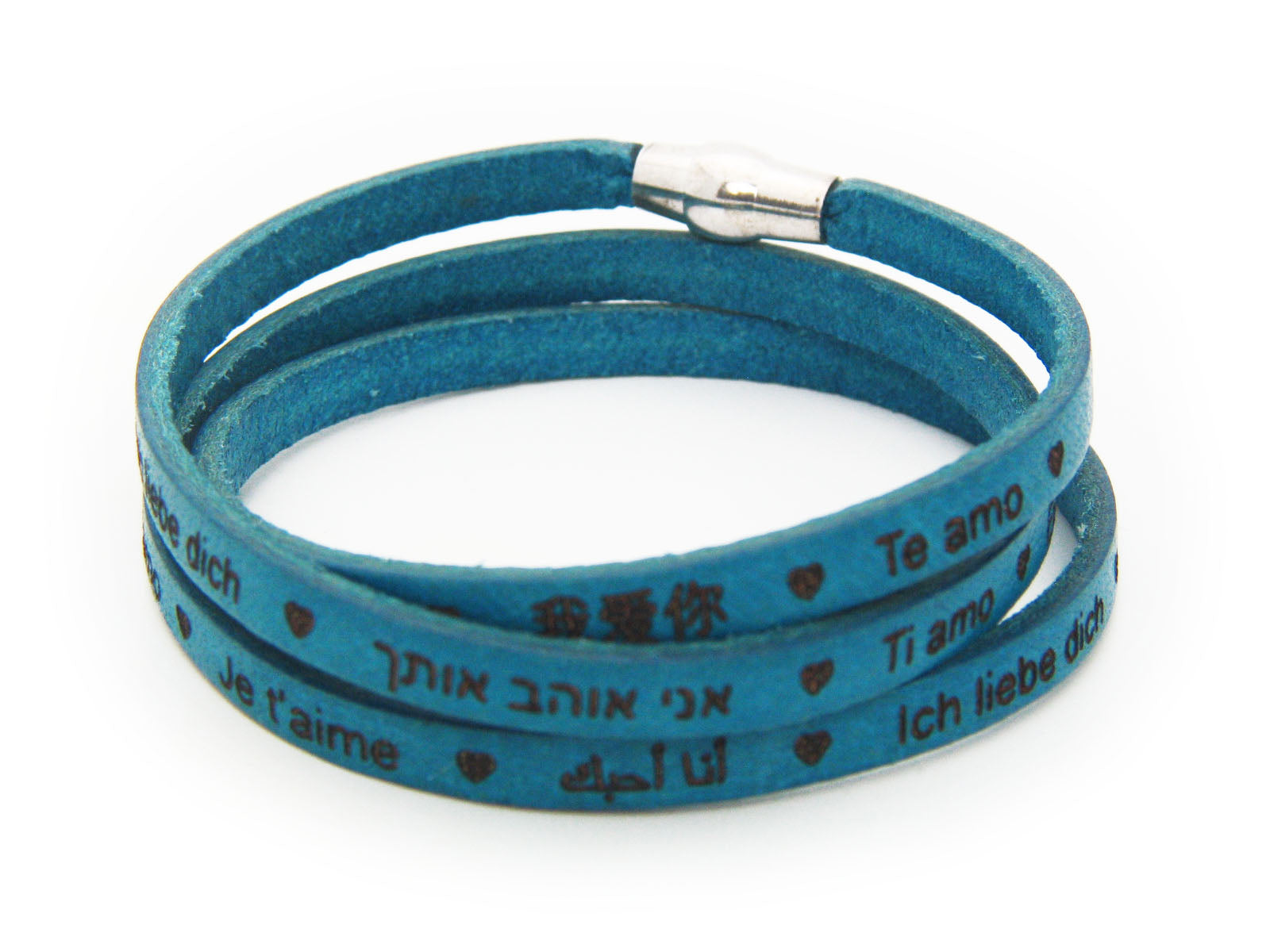Universal I LOVE YOU Italian Leather Bracelet- Blue Bracelets
