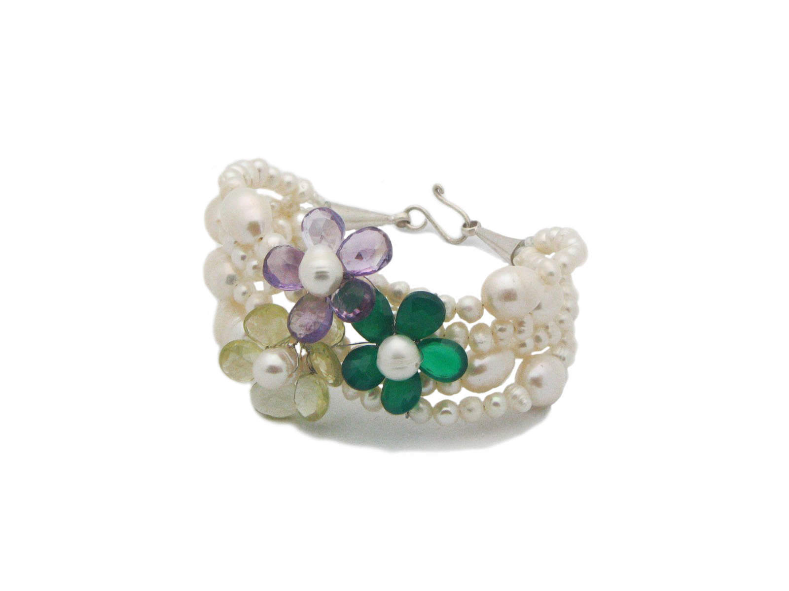 Handmade Amethyst - Jade - Citrine Freshwater Pearl Strand Bracelet Bracelets