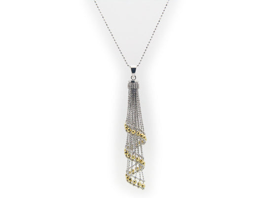 Golden Swirling Silk Tassel Necklace Necklaces
