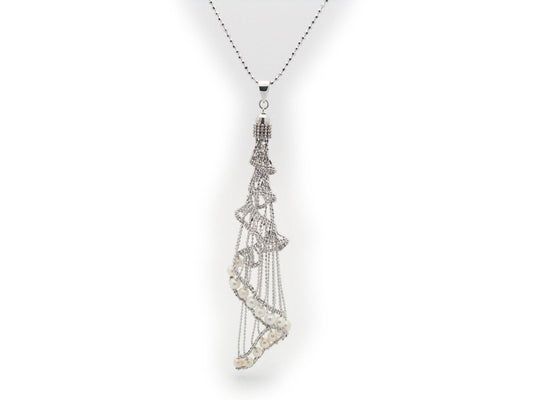 Swirling Pearls Silk Tassel Necklace Necklaces