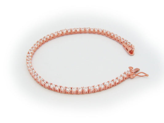 4mm Square-cut Cubic Zirconia Tennis Bracelet in Rose Gold Plated Sterling Silver Bracelets