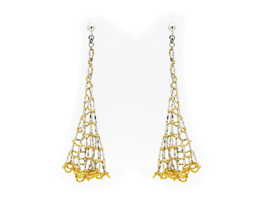 Golden Swirling Silk Tassel Earrings Earrings