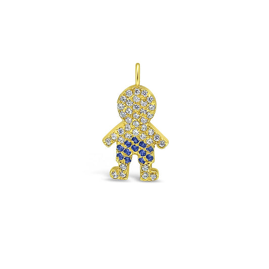 14k Gold CZ Boy Pendant Charm Pendants