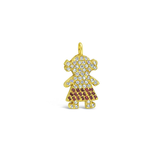 14k Gold CZ Girl Pendant Charm Pendants