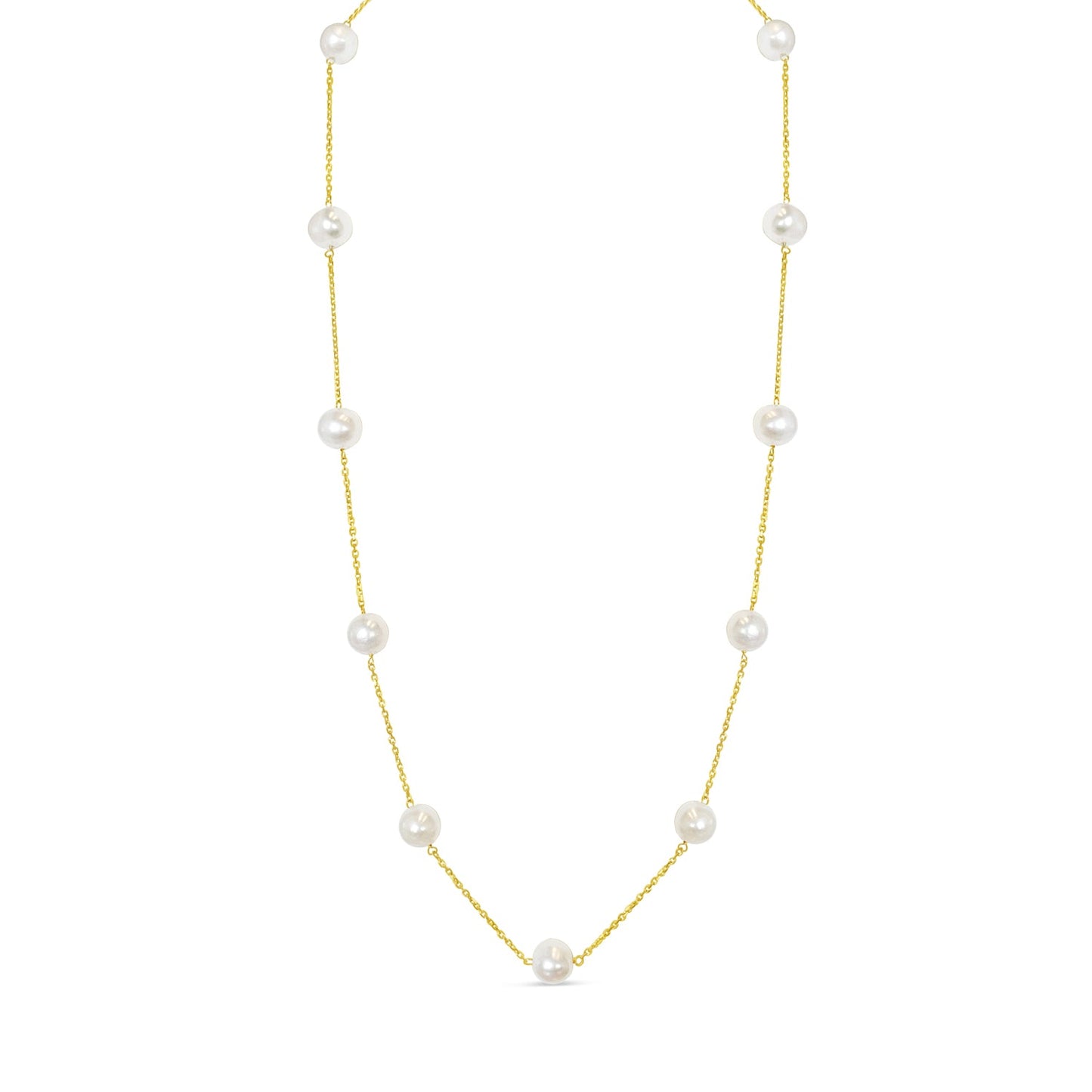 14k Gold Station Pearl Necklace NECKLACES