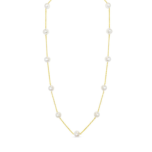 14k Gold Station Pearl Necklace NECKLACES