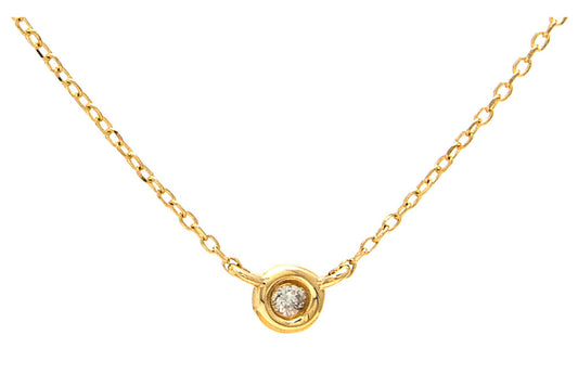 14k Yellow Gold Tiny Bezel Diamond Necklace NECKLACES