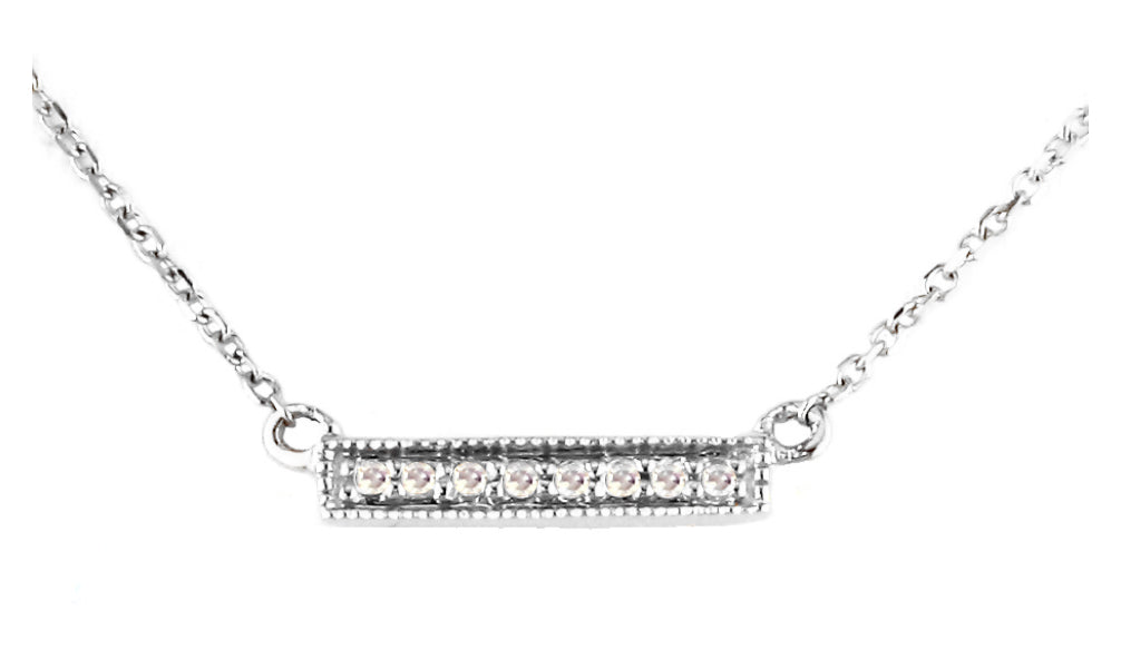 14k White Gold Petite Diamond Bar Necklace NECKLACES