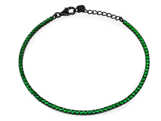 Mini Ambition Green CZ Tennis Bracelet Midnight Black Sterling Silver Bracelets