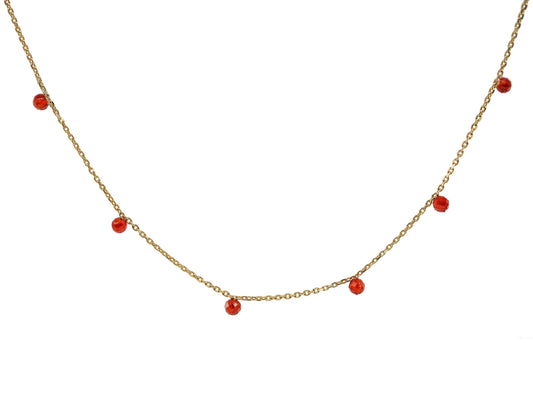 Golden Mini Red Agate Stone Necklace Necklaces