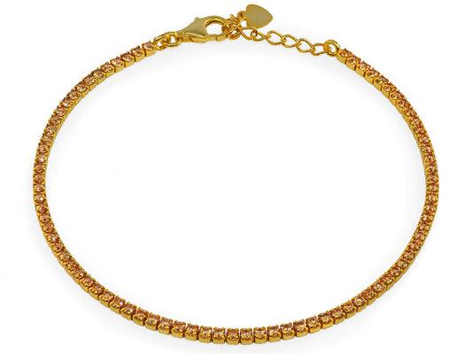 Mini Champagne CZ Tennis Bracelet Gold Plated Sterling Silver Bracelets