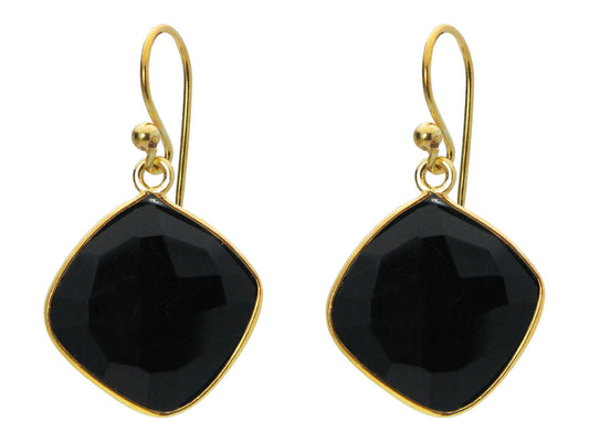 Black Onyx Square Danglers Earrings