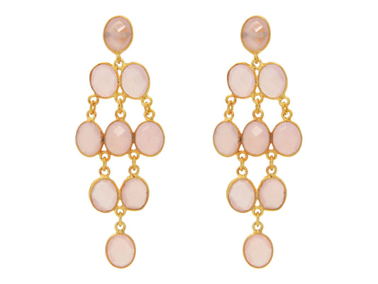 Rose Quartz Chandelier Earrings Earrings