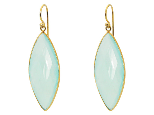 Milky Green Chalcedony Hook Earrings Earrings