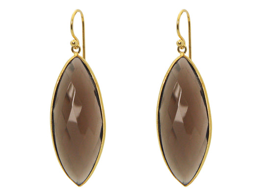 Marquise Smoky Quartz Hook Earrings Earrings