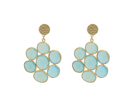 Blue Chalcedony Quartz Mosaic Earrings in Sterling Silver Earrings