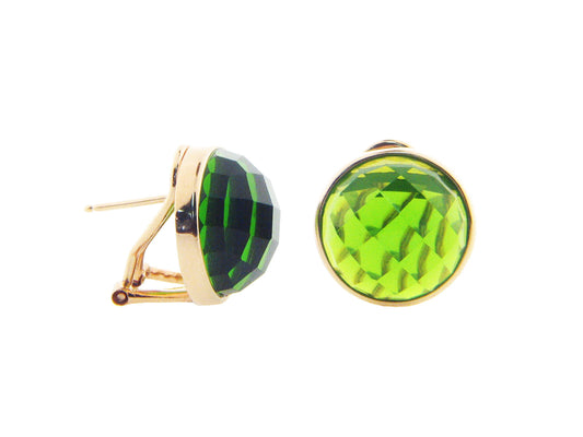 Cabuchon Peridot Omega Clip Earrings Earrings