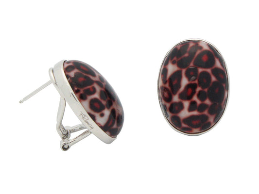 Red Leopard Cabuchon Earrings Earrings