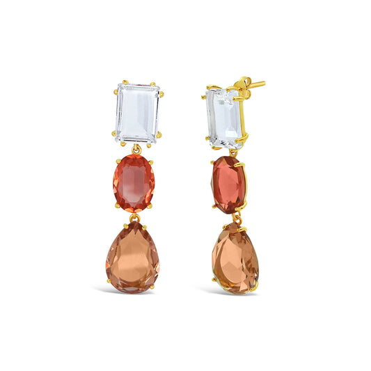 Vermeil Three Drop Crystal Earrings Earrings