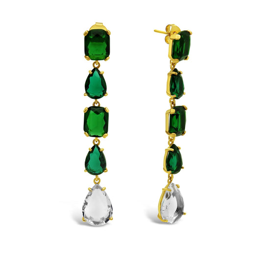 Gala Greens Crystals Drop Earrings Earrings