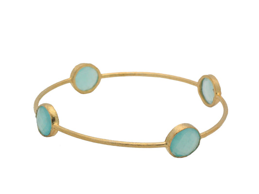 Milky Green Chalcedony Bangle Bracelets