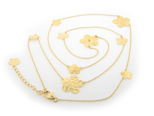 Hammered Golden Flowers Necklace Necklaces