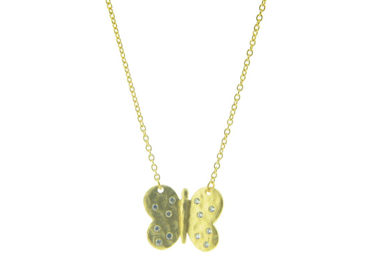 Hammered Golden Butterfly Necklace Necklaces