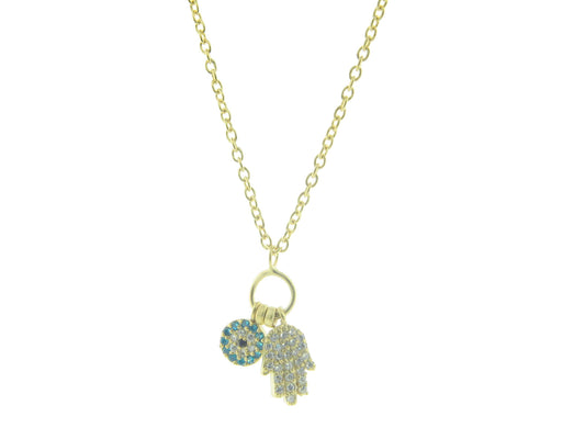 Sparkling Hamsa & Evil Eye Necklace Necklaces